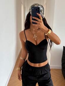 StreetHx 街头风女式吊带背心和休闲短裤两件套 - 黑色 - 查看 6