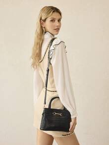 MOTF PREMIUM BOLSO DE MANO CON ESTAMPADO DE CAIMÁN DE MODA - Patrón de cocodrilo negro - Ver 9