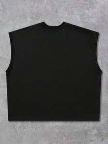 ROMWE MEN Anime Men's Rivet Decor Blurred Portrait Print Loose Fit Tank Top - Black - View 5