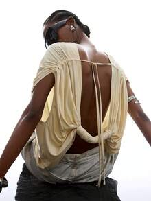 LYSMO 2026 New Arrive Minimalism Spring/Summer  Women's Solid Color Minimalist Backless Camisole - Light Yellow - View 9