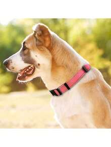 Collar de nailon para perros con hilo reflectante de huella pequeña, ajustable en tamaño para perros grandes, medianos y pequeños - Rosa - Ver 5