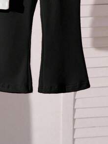 两件套女童喇叭裤套装，白色圆领短袖樱桃印花T恤，黑色喇叭裤，适合外出，春、夏、秋、冬四季皆宜，水果图案可爱，舒适百搭。 - 彩色 - 查看 4