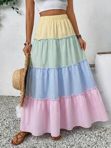 Tween Girls Casual Ditsy Floral Patchwork Skirt - Multicolor - View 4