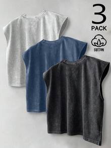 Manfinity Hypemode Men's Solid Color Round Neck Casual Loose Fit Tank Top Cotton, Holiday - Multicolor - View 2
