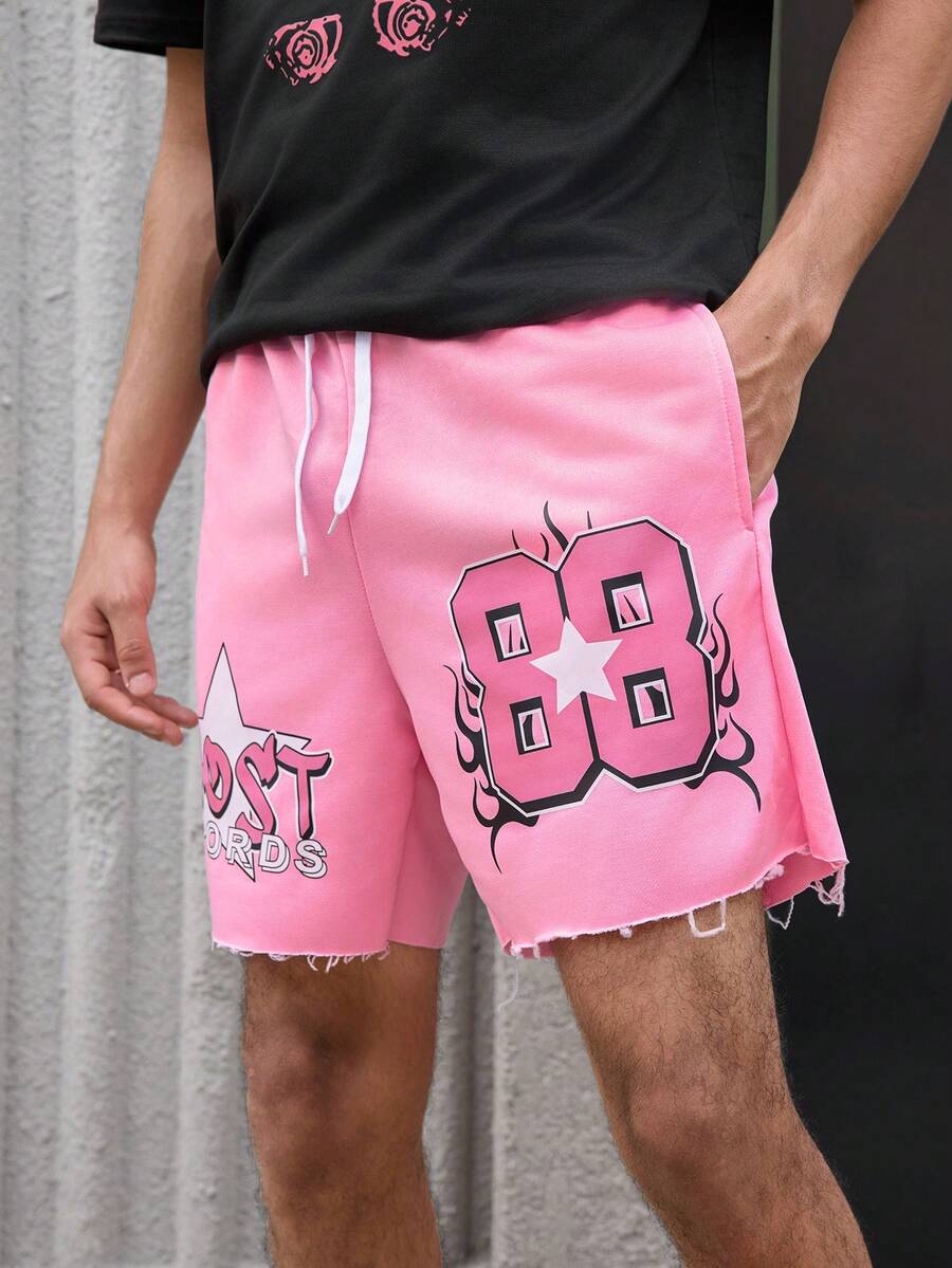 Open Phase Quần short nam mùa hè nhẹ, nhanh khô, quần short đi biển thoải mái có dây rút, thiết kế in màu trơn, kiểu dáng retro Mỹ, unisex, dáng rộng thoải mái – phù hợp cho trang phục hàng ngày và kỳ nghỉ hè. - Hồng - Xem 1