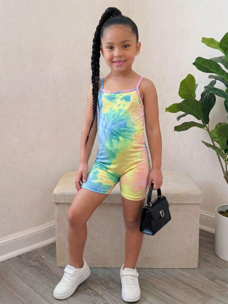 Young Girl Casual Street Fashion Leopard Print Camisole Jumpsuit - Multicolor - View 1