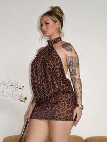 Arliah 性感豹纹露背迷你连衣裙，休闲时尚，适合派对、春夏和度假穿着。 - 彩色 - 查看 5