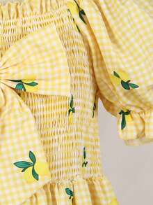 SHEIN 少女碎花无袖连衣裙 - 黃色 - 查看 5