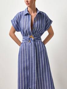 Briarwyn 女士条纹休闲派对长裙 - 藍色 - 查看 9