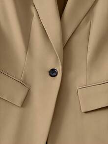 Franclia Women's Solid Color Elegant Single Button Casual Vest - Khaki - View 3