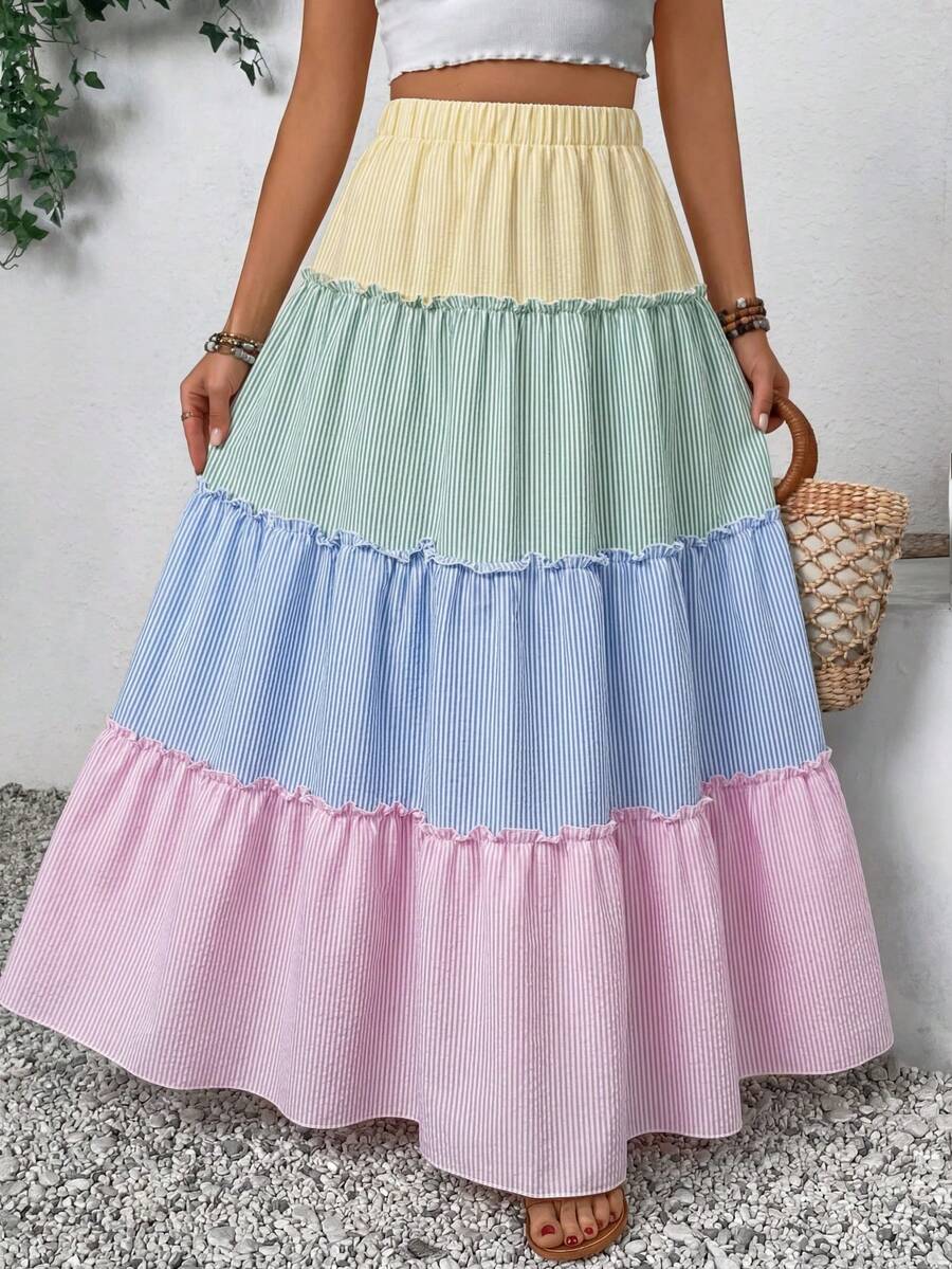 Tween Girls Casual Ditsy Floral Patchwork Skirt - Multicolor - View 1