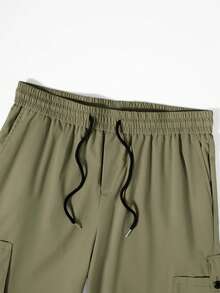 Claim Dot 宽松男士字母贴布双口袋裤 - 綠色 - 查看 6