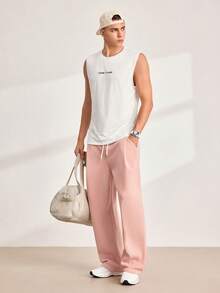 Driftmere Quần nỉ ống rộng cạp rút cho nam Quần nỉ ống rộng Quần nỉ ống rộng Quần nỉ ống rộng Quần jogger ống rộng Quần baggy Y2kblack Quần baggy - Hồng - Xem 3