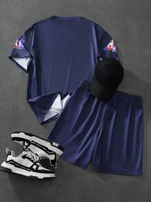 PAVTROS Bộ áo thun nam, in chữ, phong cách đường phố trẻ trung, phù hợp cho mùa hè, thời trang đường phố và quà tặng cho bạn trai. - Nhiều màu - Xem 2