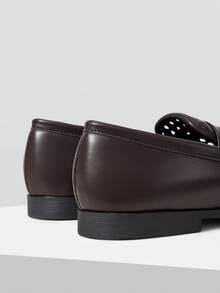 MOTF WOMEN'S SIMPLE HOLLOW FLAT SHOES - Coffee Brown - View 7