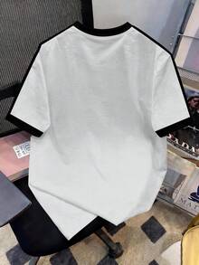 Manfinity Joysei Áo thun nam tay ngắn in họa tiết sọc phối màu, kiểu dáng thường ngày, thích hợp cho mùa hè. - Nhiều màu - Xem 2