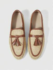 Sleekvia 2026复古乐福鞋拼接设计圆头休闲透气一脚蹬女鞋 - 杏色 - 查看 2