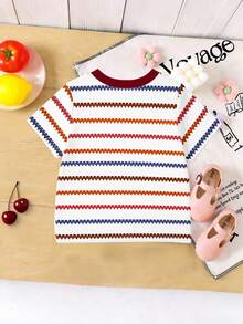 Spring/Summer Girls' Casual Fashionable Creative Fresh Simple Blue Floral Print Basic White Short-Sleeve T-Shirt, Comfortable For Everyday Wear - White - View 2