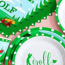 高尔夫主题一次性餐盘、餐巾纸和杯子套装，可供20位客人使用。这款一次性派对套装（包括餐盘、餐巾纸和杯子）非常适合生日派对、婚礼和家庭野餐。 - 查看 5