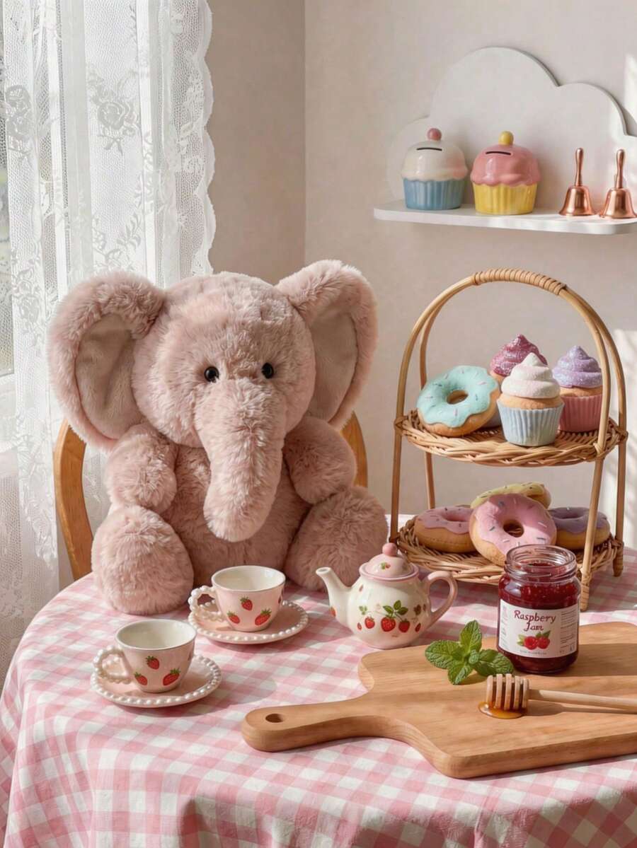 POKOJA LAND 35厘米害羞小象卡通毛绒玩具，可爱的毛绒小象，适合作为儿童礼物、情人节礼物、生日礼物、圣诞节装饰、家居装饰和节日礼物。春夏皆宜。