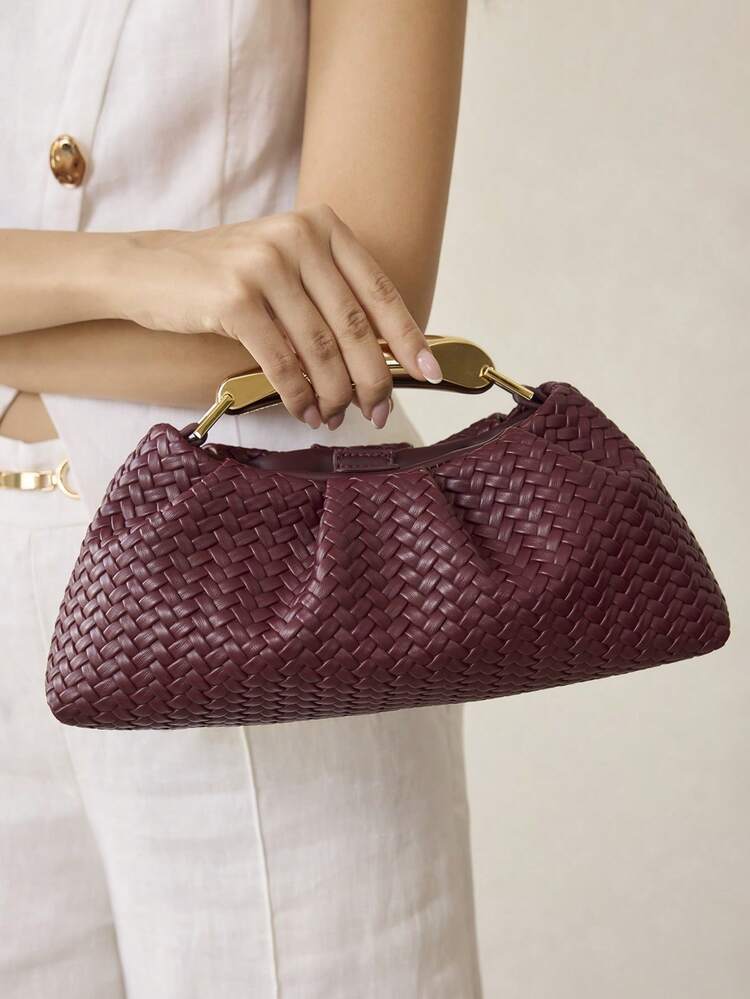 LADIES PU WOVEN EMBOSSED, FINE HARDWARE, HANDBAG