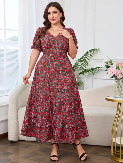 SHEIN Clasi Vestido negro de encaje elegante de talla grande para fiesta, vestido negro pequeño para verano, vestido midi con capas, uniforme de maestra, vestido de encaje de verano, vestido de estilo gótico para todas las estaciones, vestido de verano, vestido negro, falda negra, vestido elegante, conjunto elegante