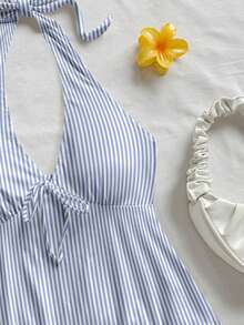 Soleia Áo hai dây hở lưng kẻ sọc kiểu dáng thường ngày dành cho nữ, thích hợp cho mùa hè. - Nhiều màu - Xem 3