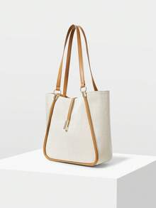 MOTF PREMIUM TAS TOTE WANITA, LIBURAN MEWAH, KAPASITAS BESAR, TAS BAHU LIPAT. - Gading - View 2