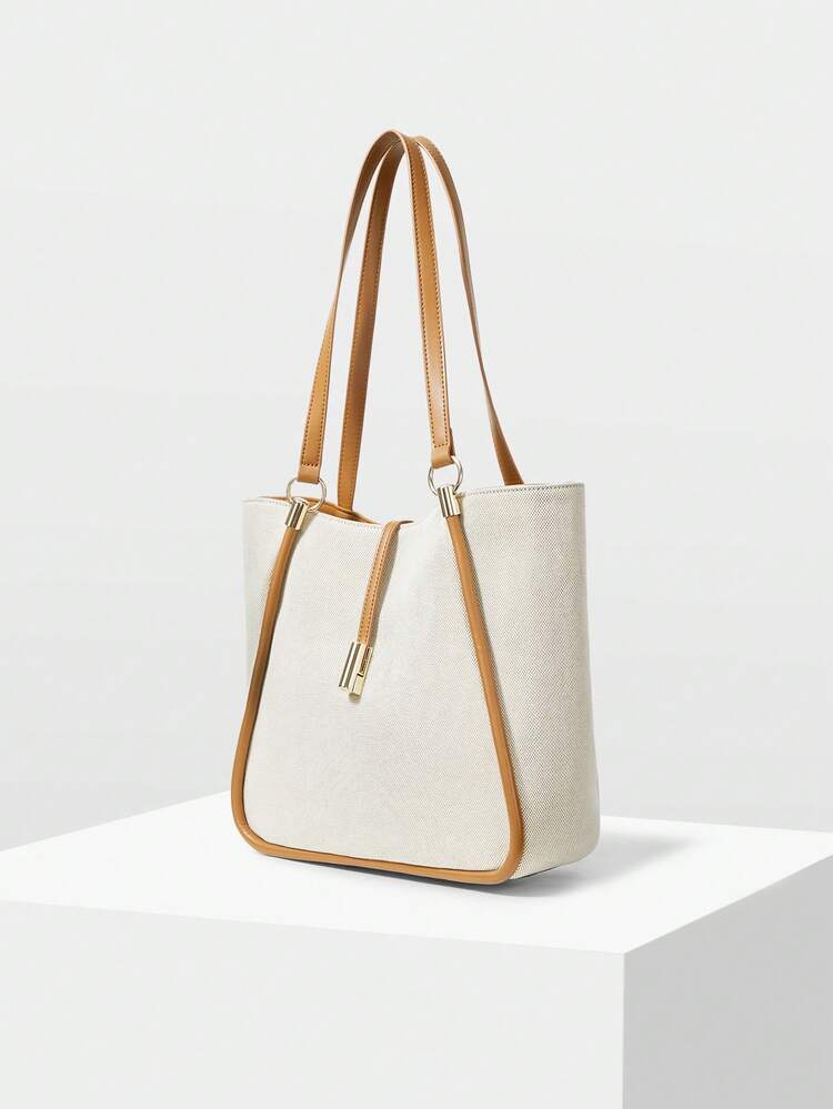 WOMEN'S TOTE BAG, EXQUISITE VACATION, LARGE CAPACITY, SPLICED SHOULDER BAG.