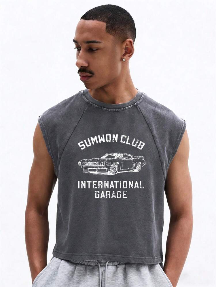 SUMWON Tank Top With Vintage Car Graphic Print
