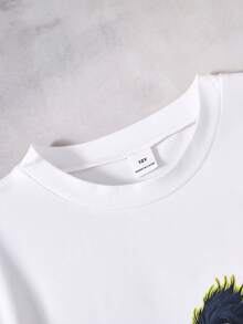 SHEIN Streecool Kids 两件套男童休闲宽松印花T恤和运动裤套装，适合日常、通勤、休闲、度假、篮球、滑板、街头风格等场合。 - 橄欖綠 - 查看 4