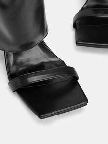 Sandalias de tacón alto elegantes con correa para mujer - Negro - Ver 7