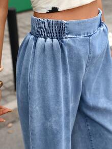 Flexra Women's Casual Washed Wide-Leg Jeans - Blue - View 5