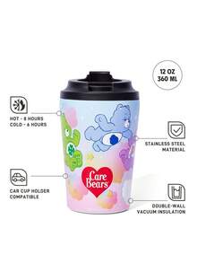 SHEIN X Care Bears Cốc thép không gỉ chống rò rỉ 360 ml / 12 oz, tiện lợi mang theo, cốc xách tay. - Nhiều màu - Xem 5