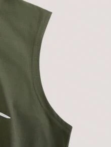 Driftmere 男士海鸥印花休闲抽绳连帽背心 - 軍綠色 - 查看 4