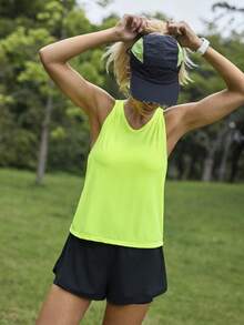 SHEIN In My Nature Áo vest thể thao không tay màu xanh neon lưới mới dành cho nữ - màu xanh lá - Xem 4