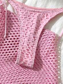 Swim Oasis Solid Color Shell Hard Cup Mesh Bikini Swimwear Set For Women - Pink - View 10