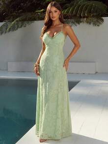 Radiana 浪漫鼠尾草绿雪纺镂空连衣裙，性感露背连衣裙，飘逸长裙，适合约会、度假、海滩、假日、夜生活、派对、俱乐部、鸡尾酒会、婚礼、正式场合。鼠尾草绿连衣裙，淡绿色连衣裙，女士鼠尾草绿连衣裙，露背夏季连衣裙，女士露背连衣裙，女士夏季连衣裙，拍摄连衣裙，女士露背连衣裙，新款连衣裙。 - 綠色 - 查看 6