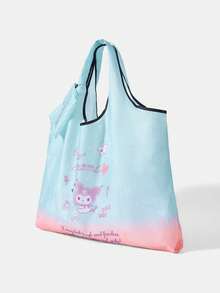 HELLO KITTY AND FRIENDS | SHEIN 时尚学院徽章图案大容量手提包 - 薄荷綠+粉 - 查看 2
