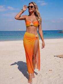 Swim Chiccia Women's Ombre Print 3 PiecesSwimsuit Set, Spring/Summer - Multicolor - View 9