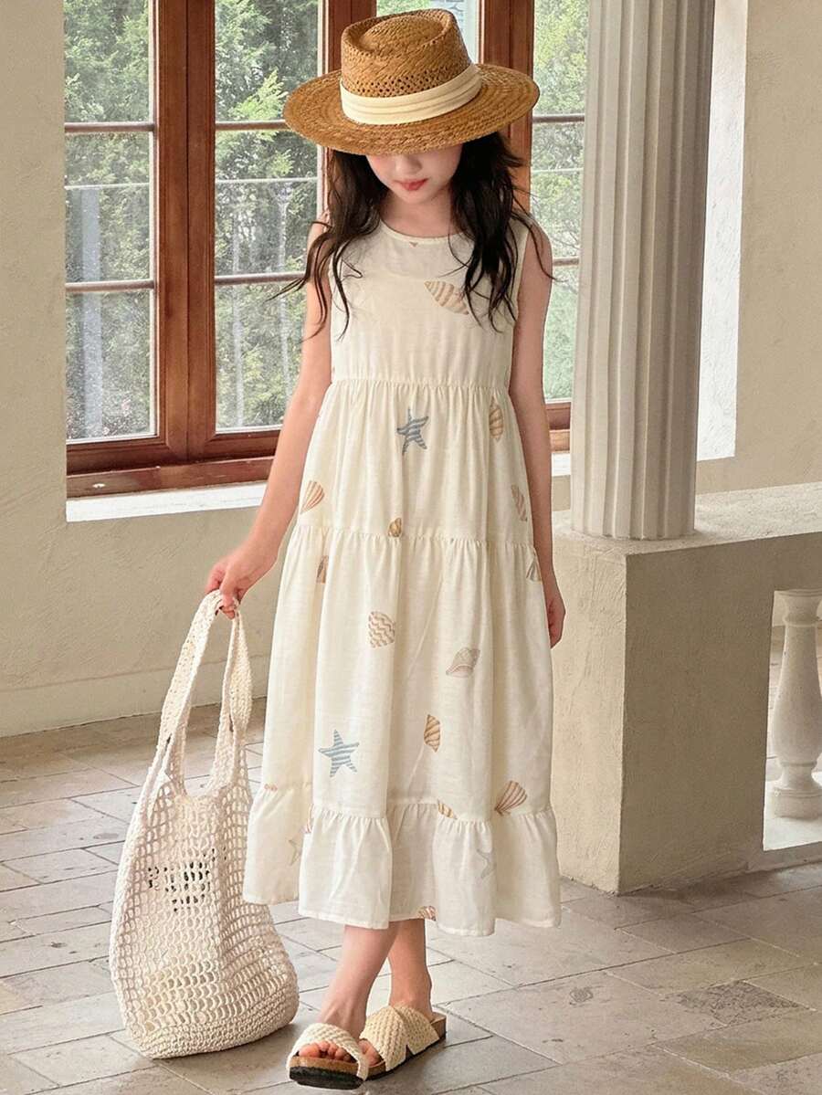 Đầm hoa nhí không tay cho bé gái tuổi teen, mùa hè - Nhiều màu - Xem 1