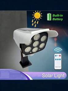 1PC Outdoor Solar Sensor Light, 2000 Lumens, 77 LED Bulbs, With Remote Control; Wireless Fake Surveillance Camera, Suitable For Hotel Porch, Garden, Patio, Driveway And Other Locations - Simulation camera light - View 2