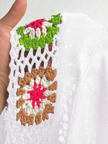 Swim Lushoire 大码手工钩织罩衫连衣裙 - 白色 - 查看 5