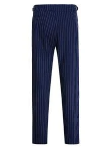 Manfinity Bizformal Men's Casual/Business Striped Slant Pocket Suit Pants - Navy Blue - View 2