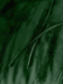 SHEIN LUNE Women's Casual Vacation Ink Painting Chiffon Satin Pants, Wide Leg Trousers - Dark Green - View 5