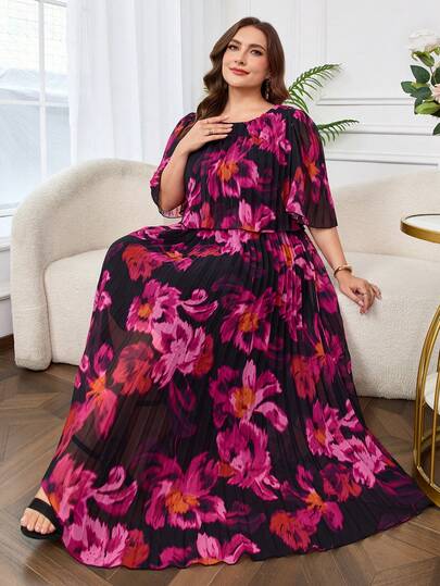 Reflora Plus Size Women's Summer Dress, Elegant Pleated Chiffon Dress, Semi-Sheer Long Dress, Beautiful Flowing Dress Summer,Spring,Summer Outfits ,Summer Clothes,Summer Holiday Outfits,Spring Outfit Women,Spring Clothing,Spring Women,Summer Dress,Spring Dress, Elegant Dresses For Women ,Elegant Dress For Women,Elegant Dresses,Elegant Dresses For Party ,Elegant Long Dress Luxury Evening Dresses For Women,Luxury Women's Jalabiya,Luxury Evening Dress For Women ,Luxury Evening Dresses For Weddings,Luxury Women's Abaya Summer Dress,Spring Dress,Wedding Guest Dress For Women ,Wedding Party Dress,Wedding Guest Dress,Luxury Evening Dresses For Weddings ,Bridesmaid Dress,Wedding Guest Dresses,Dress For Wedding Guest,Wedding Guest Party Dress,Luxury Dresses Wedding,Weddings,Events,Wedding,Beach,Beach Outfits For Women,Beach Outfit For Women,Summer Dress,Spring Dress Summer Dress,Spring Dress