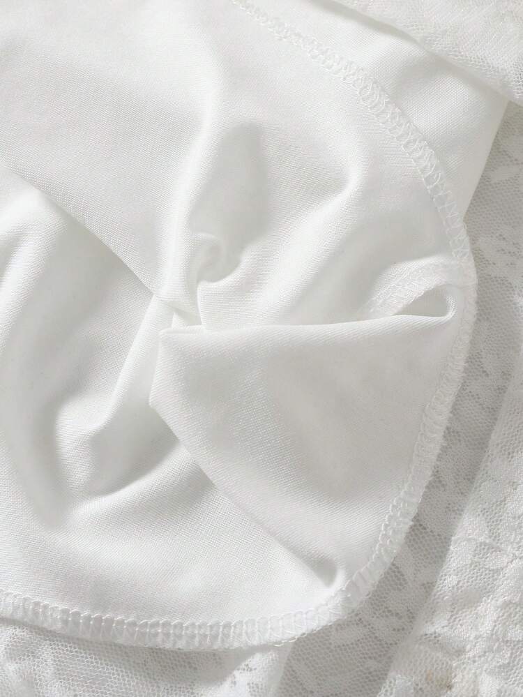 Franclia Vestido blanco de encaje elegante para mujer, con escote cruzado, adecuado para fiestas y citas - Blanco - Añade 5