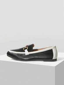 MOTF PREMIUM Giày bệt mũi vuông thoải mái dành cho nữ, thích hợp cho kỳ nghỉ Tết Dương lịch, mùa xuân, lễ Phục sinh và Giáng sinh. - Đen và trắng - Xem 3