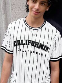 Open Phase Classic Striped Men's Fashion T-Shirt: California Cool Style Round Neck Short Sleeve , Retro American, Unisex, Relaxed Fit Summer Outfits – Suitable For Everyday Wear And Summer Holiday Outfits. - Black - View 3