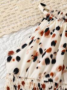 SHEIN Đầm không tay họa tiết da báo dễ thương cho kỳ nghỉ hè, bộ đồ đôi mẹ và bé (2 món bán riêng lẻ) - trắng - Xem 6